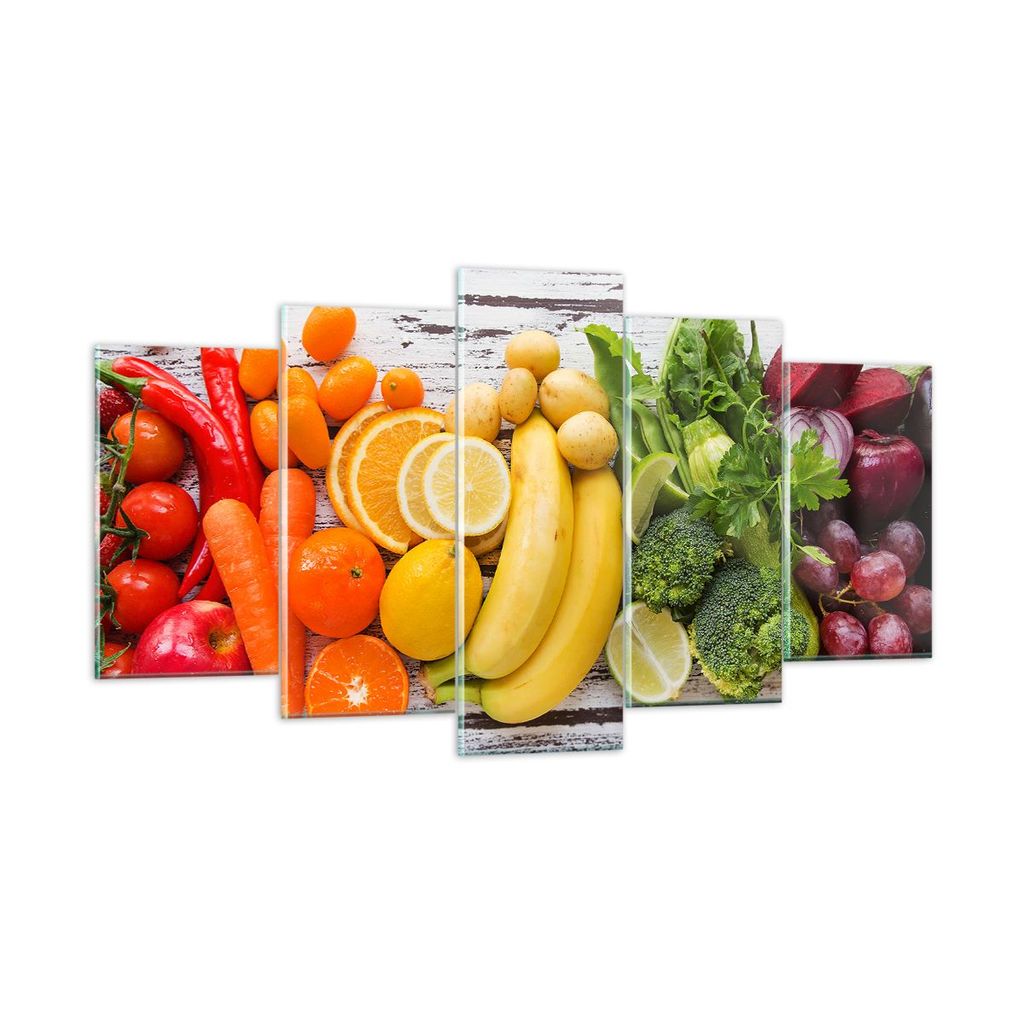 Bilder auf glas - Essen Gemüse Essen frisch - 160x85cm - Glasbilder - Wandbilder - Kunstdruck - zum Aufhängen bereit - Wanddekoration aus Glas - ...