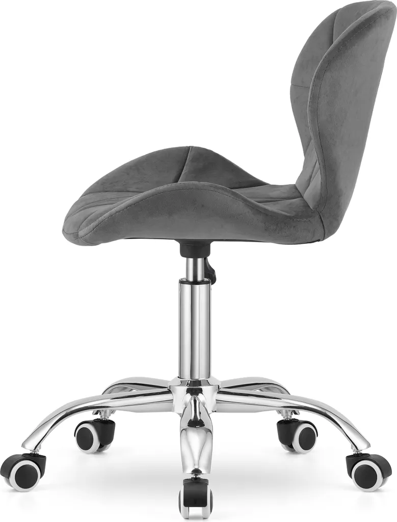 Fauteuil de bureau pivotant en velours gris design chic et confortable
