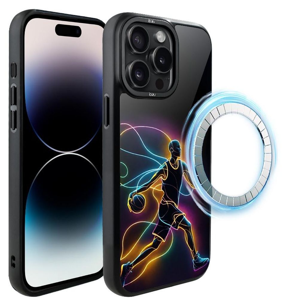 Schutzhülle für das iPhone 14 Pro, MagSafe-kompatibel, mattschwarze Seiten, Sport, Basketball