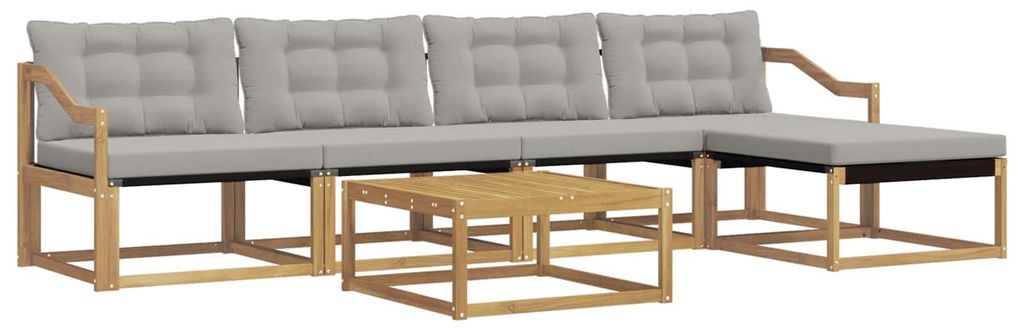 vidaXL Outdoor-Sofagarnitur 6 pcs Weiß und Hellgrau 79 x 79 x 37 cm