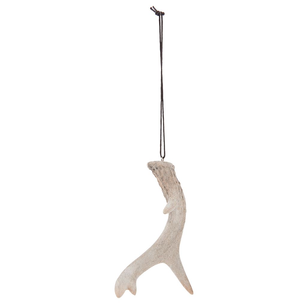 Clayre & Eef Anhänger Schmuck 6PR1139 Hanger Gewei 8*6*12 cm - Weiß Polyresin Christbaumschmuck Weihnachtsanhänger