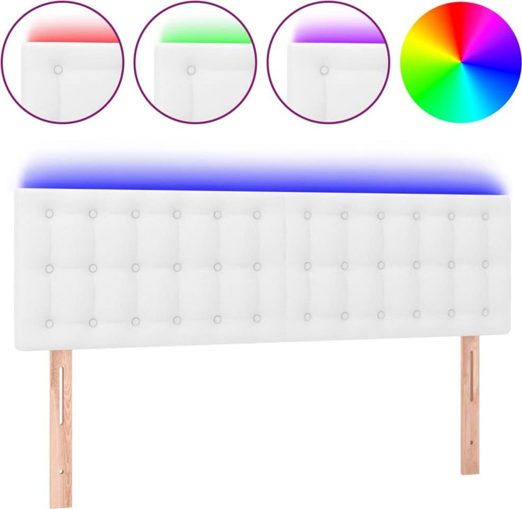 vidaXL LED Kopfteil Weiß 144x5x78/88 cm Kunstleder