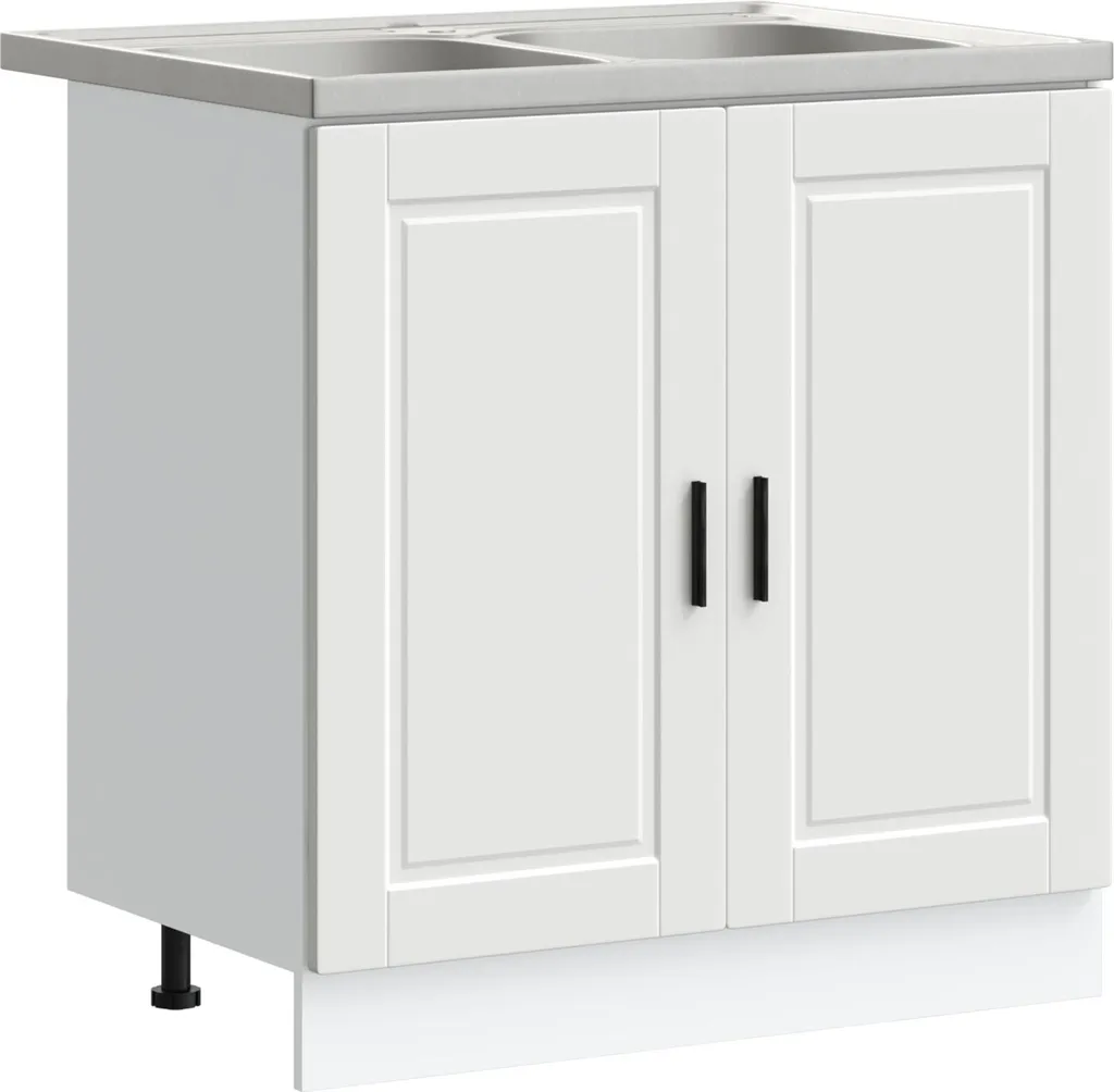 Meuble Porto blanc 80x46x84,5 cm avec vasque, finition bois robuste