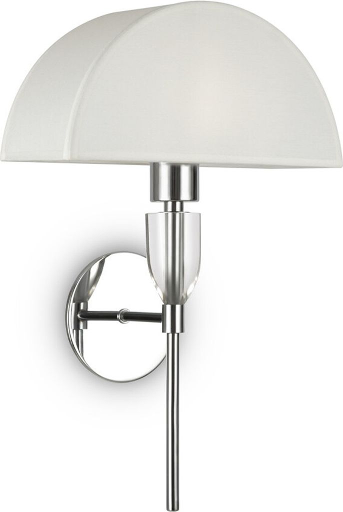 Maytoni Wandlampe Prima, E27, Stoffschirm Weiß, Chrom, 60W, Dimmer fähig