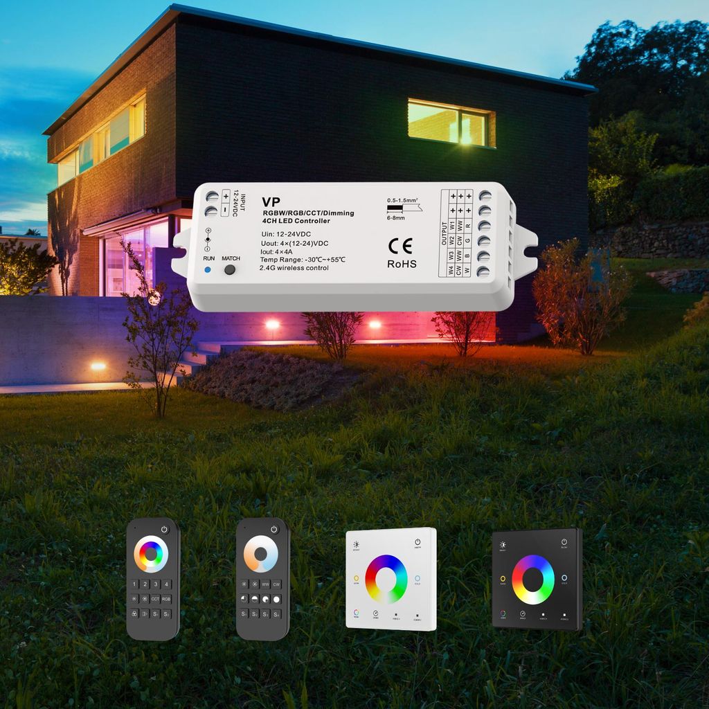 HEXIM 12-48V LED Controller & Fernbendienung - Smart Home & Phone Sprachsteuerung Alexa Google Assistant (modellabhängig) - 5 in 1 Controller - ei...