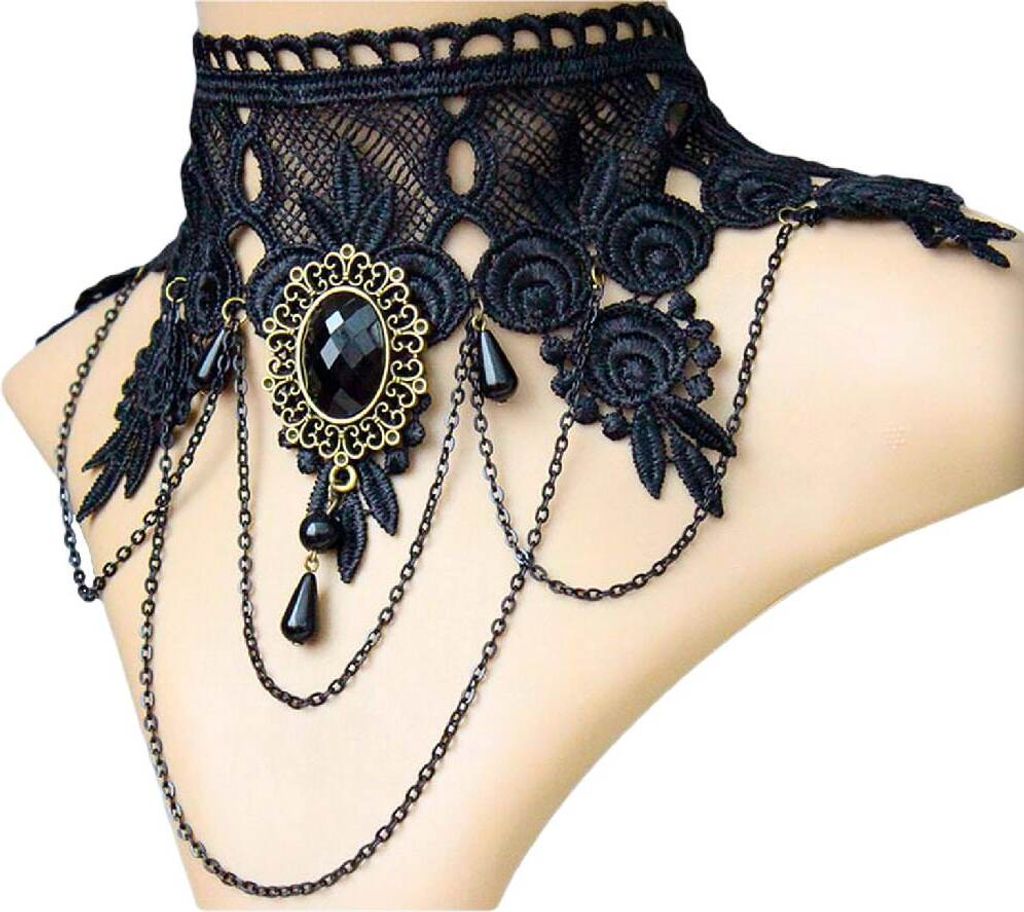 Oblique Unique Damen Kette Gothic Collier Spitze - Produktbild 