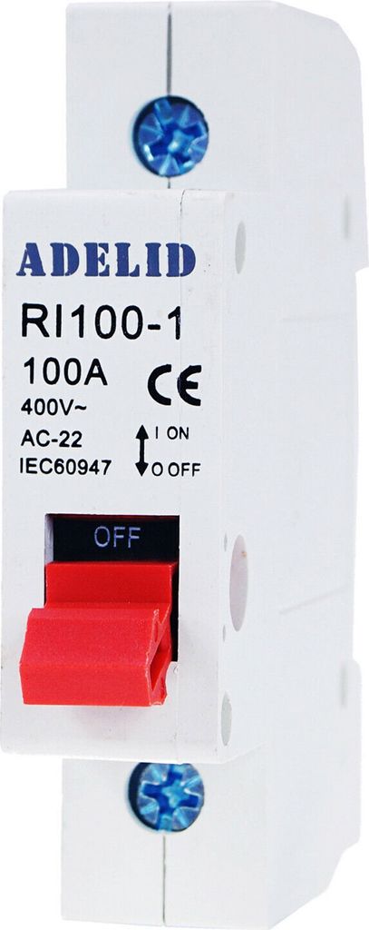 Hauptschalter Ausschalter Trennschalter Leistungstrenner 1-polig 63A 400V AC DIN-Schienenmontage