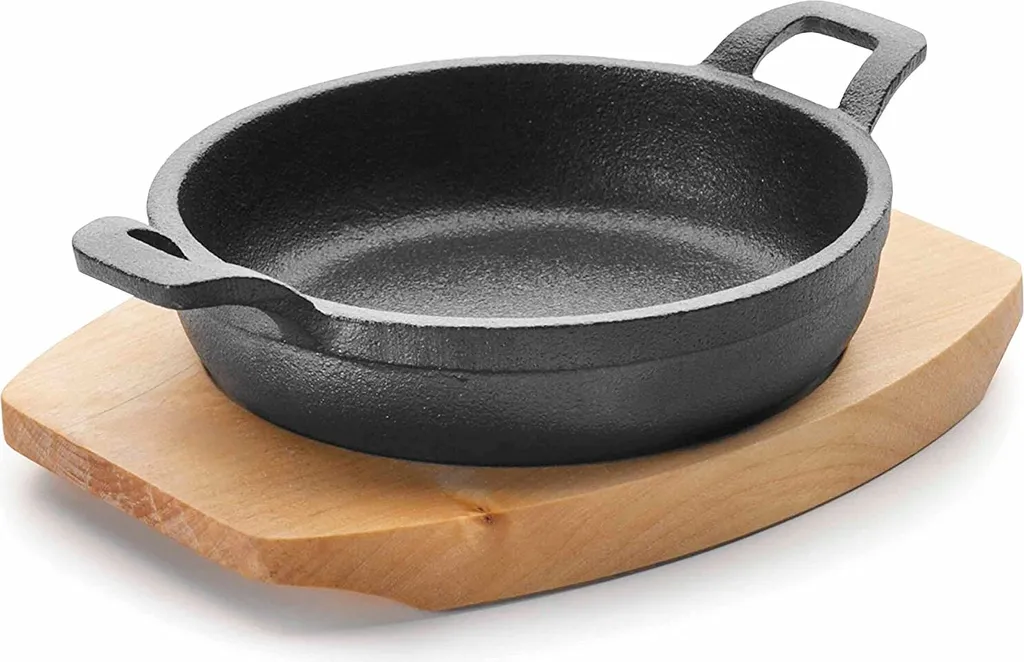 Set Padella Ghisa Lacor Magma 18cm e Base Legno | Nero Professionale