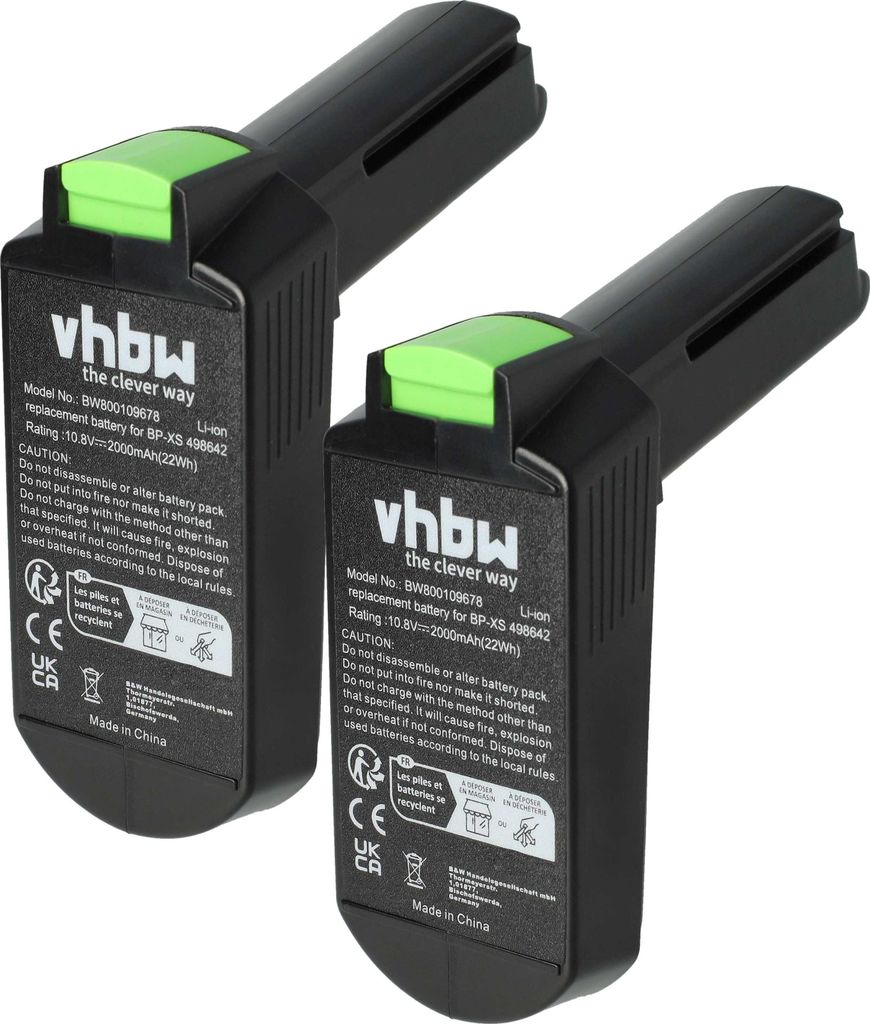 vhbw 2x Akku kompatibel mit Festool TXS Li Werkzeug (2000 mAh, Li-Ion, 10,8 V)