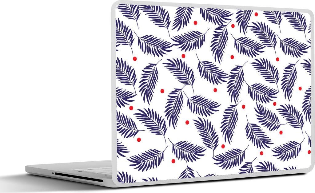 MuchoWow Laptop Aufkleber Sticker Cover Tropisch - Blätter - Muster - Polka dots 40x30 cm - Laptop Dekoration - Selbstklebend