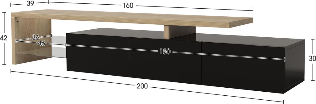 Fortuna Lai LED TV lowboard bianco lucido con illuminazione Immagine del prodotto 