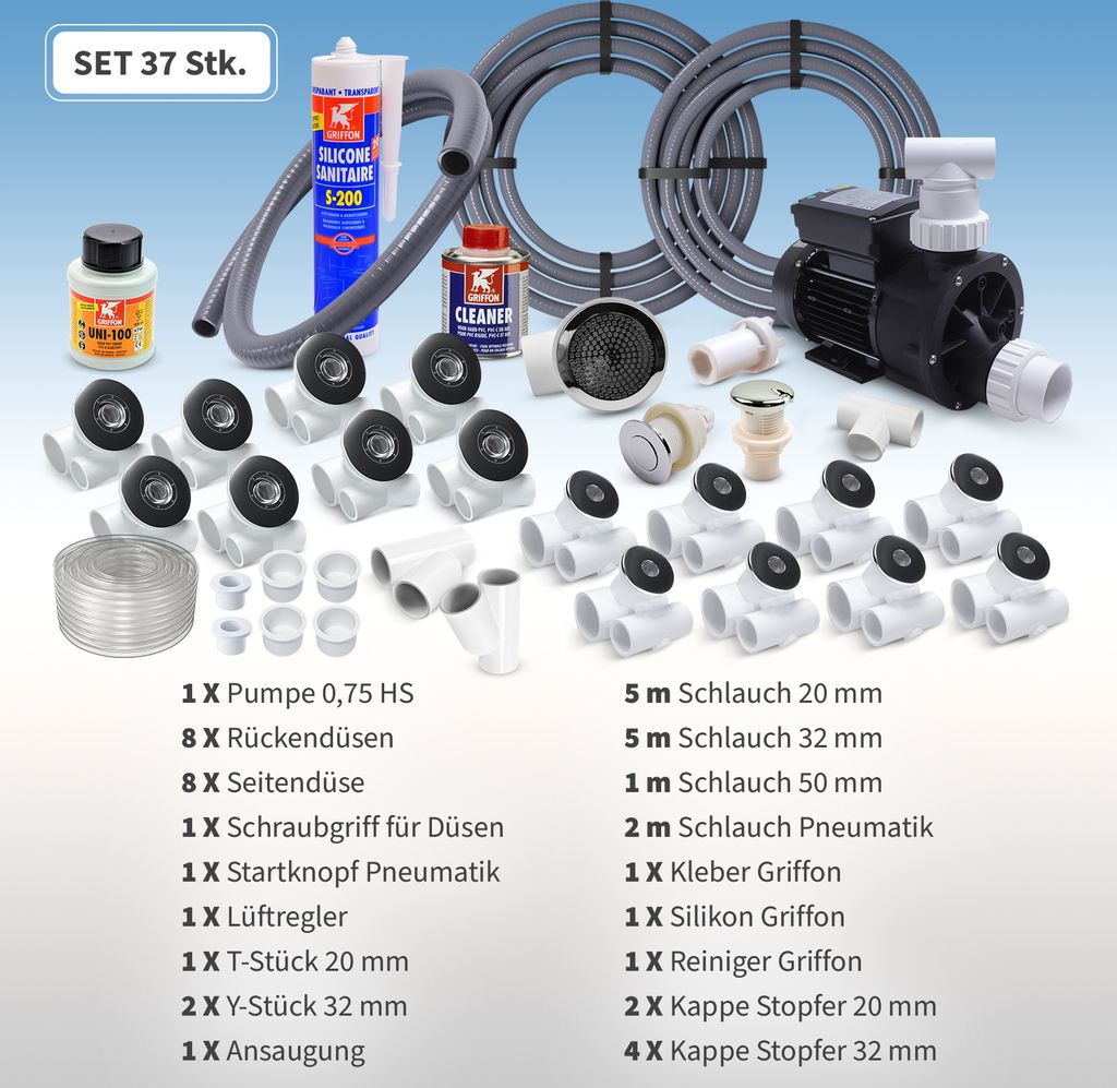 Set Bausatz für Whirlpool Jacuzzi 8 Seiten- und Produktbild 3