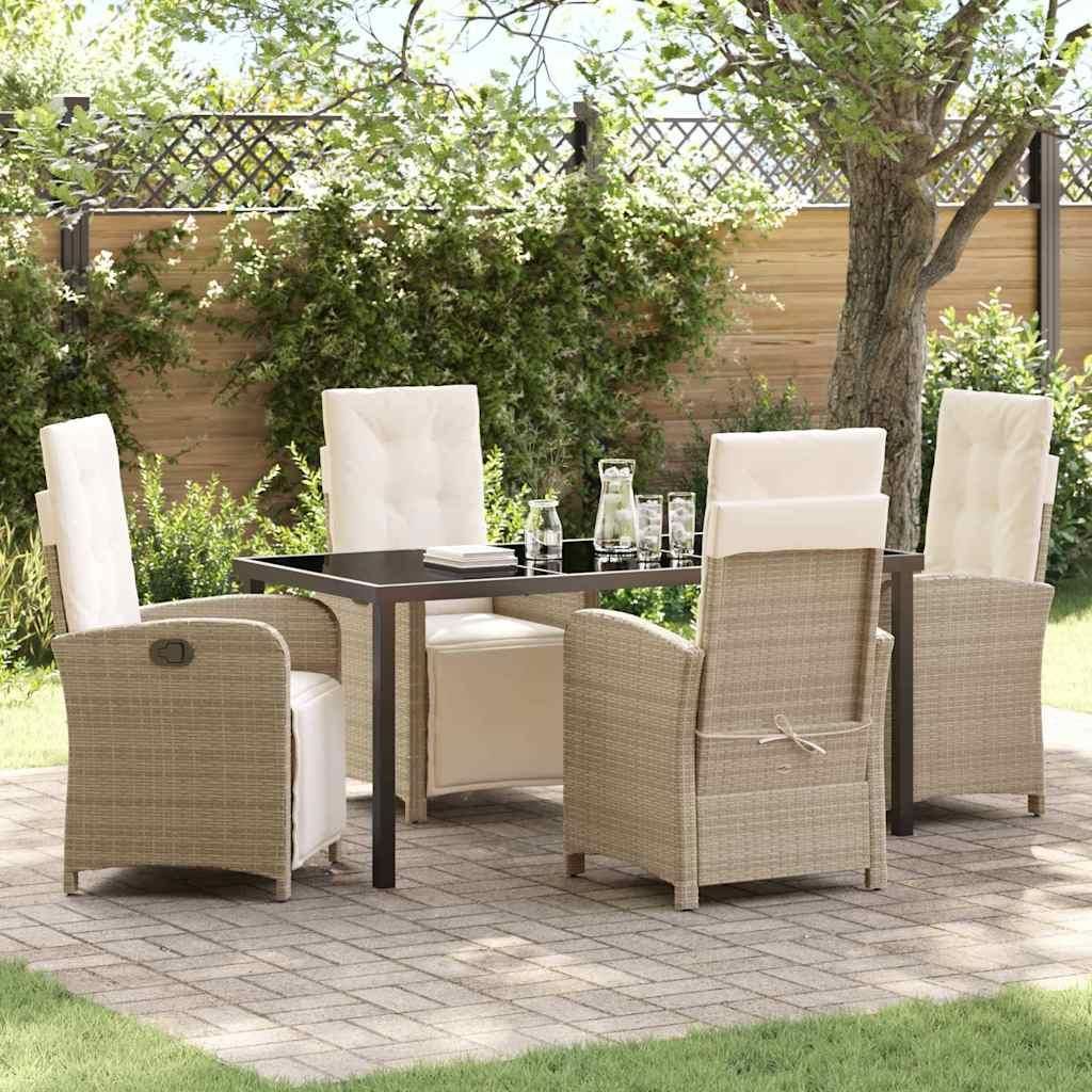 Maison Exclusive - Garten Essgruppe mit Kissen 5 pcs Beige Poly-Rattan