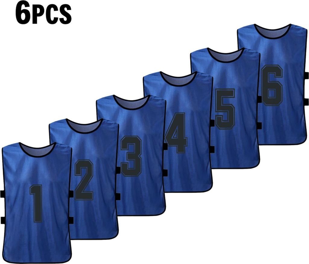 6 PCS Erwachsene Soccer Pinnies Schnelltrocknende Trikots der Fu?ballmannschaft Jugendsport Scrimmage Fu?ballmannschaft Training Nummerierte L?tzch...