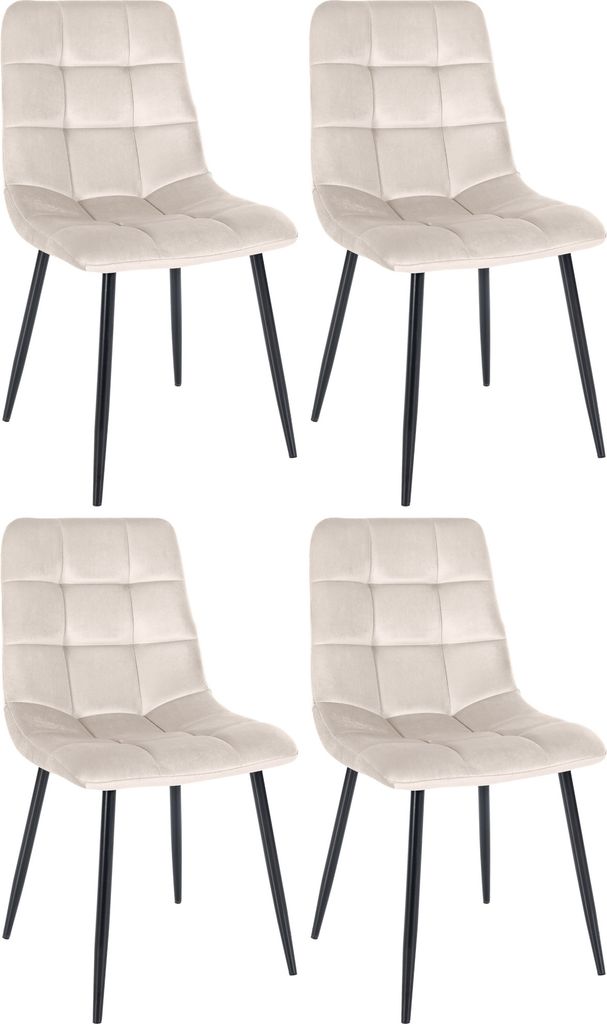 4er Set Esszimmerstuhl HLO-CP5 Samt creme