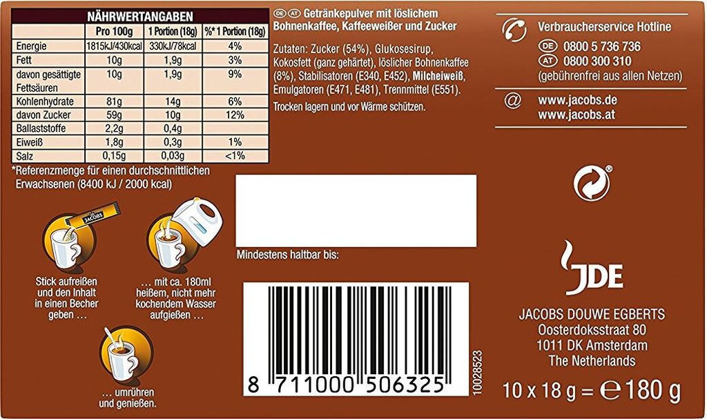 JACOBS classic  3in1 löslicher Kaffee 12er Pack 12 x 10 Produktbild 3