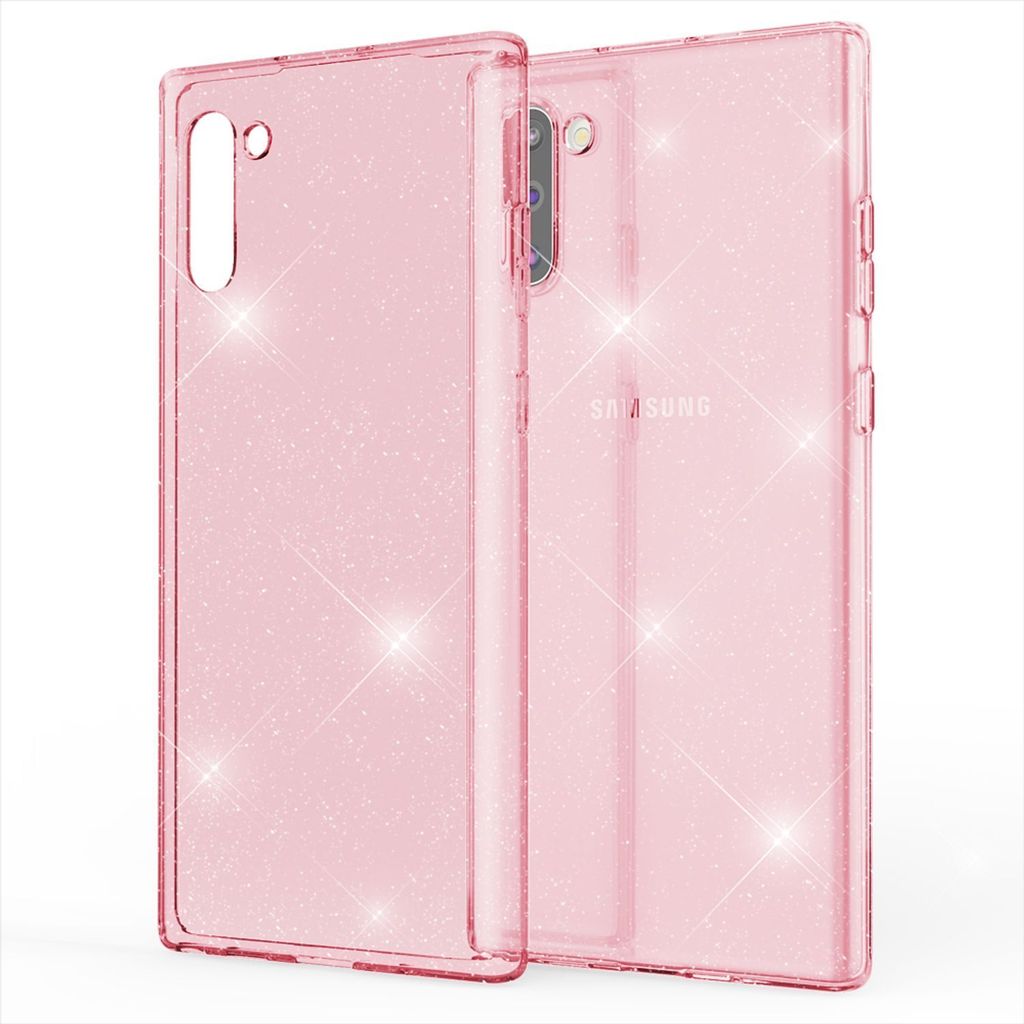 NALIA Glitzer Handyhülle für Samsung Galaxy Note10 Hülle, Bling Silikon Handyhülle Pink