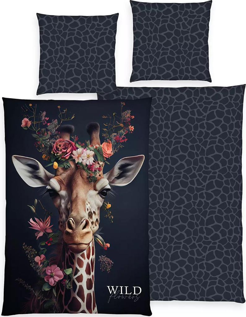 Biancheria da letto Wild Flowers Giraffe Animalprint 100% Immagine del prodotto 