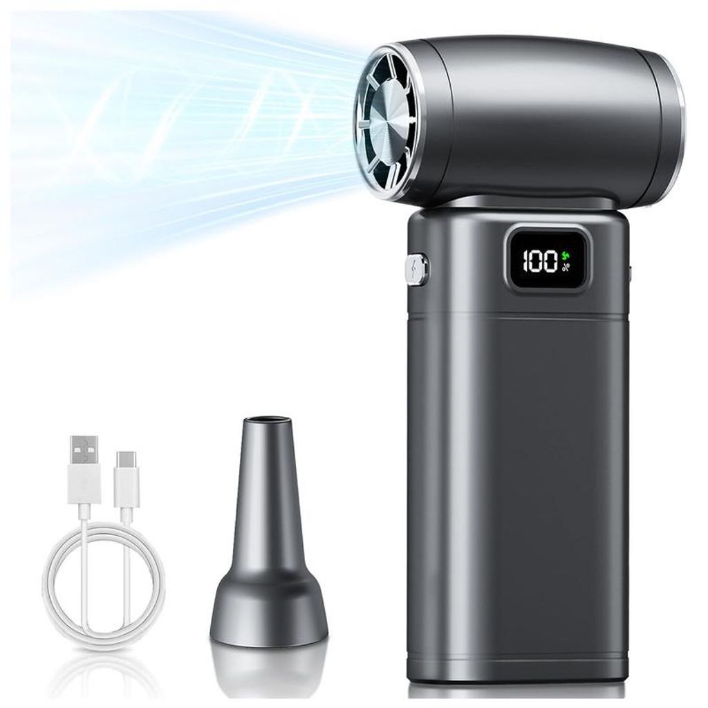 Turbo Luftgebläse 80000 RPM bürstenlos 6000mAh USB-C 6 Stufen LED Licht kabellos Druckluftreiniger für PC Tastatur Auto Elektronik Reinigung