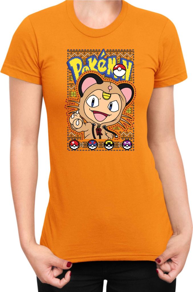 Damen T-Shirt Japan Manga Anime Comics Pokemon 031, Lady L / Orange