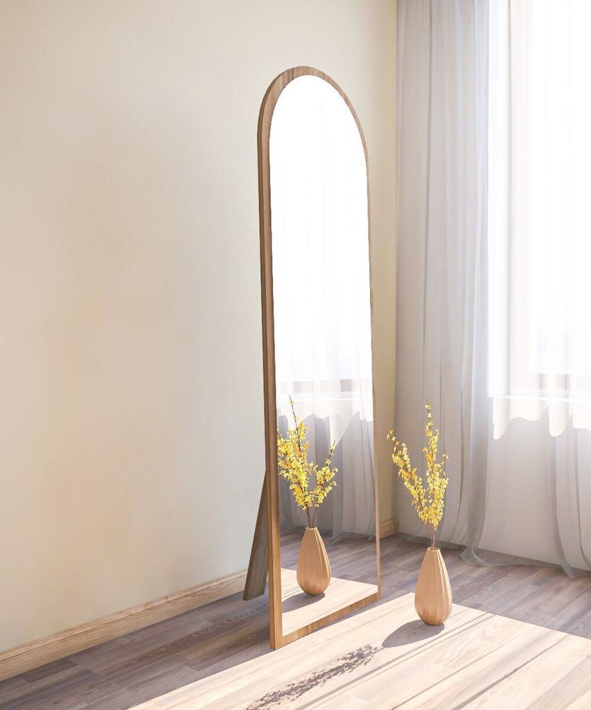 Skye Decor, Emma - Walnut, Spiegel, Nussbaum, 100 % MDF, 50 x 2,2 x 160 cm
