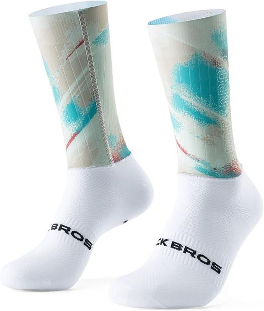 ROCKBROS Fahrrad Socken Unisex Atmungsaktiv Anti-Rutsch Kompression Nahtlos Schnelltrocknend Für MTB Rennrad Laufen Wandern Grün Größe L