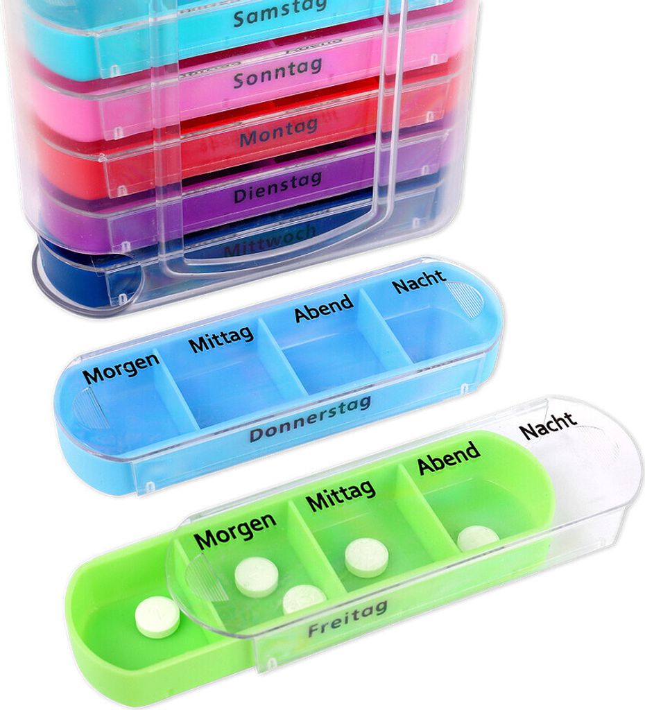 Schramm® Tablettenbox bunt mit bunten Schiebern für 7 Tage Produktbild 3