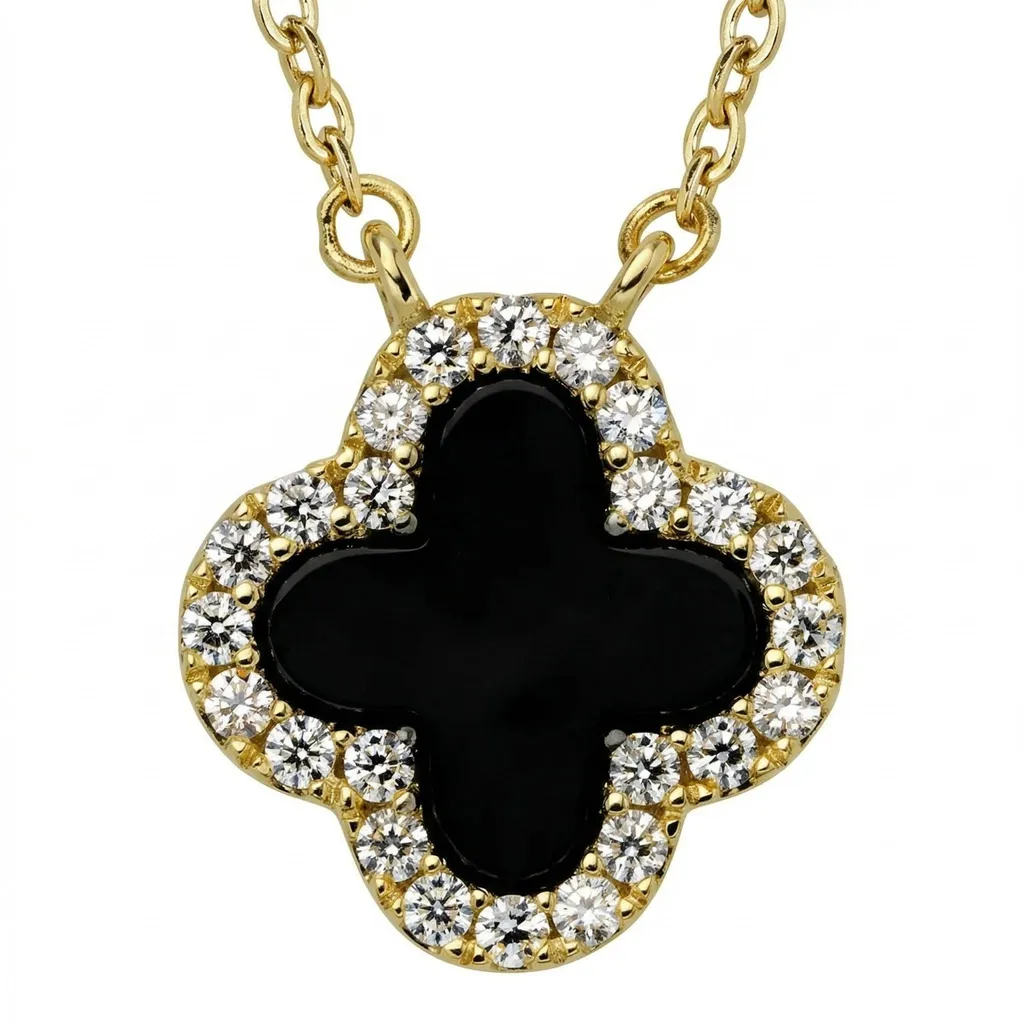 Collier Clover couleur or et noir avec trèfle élégant pour femme