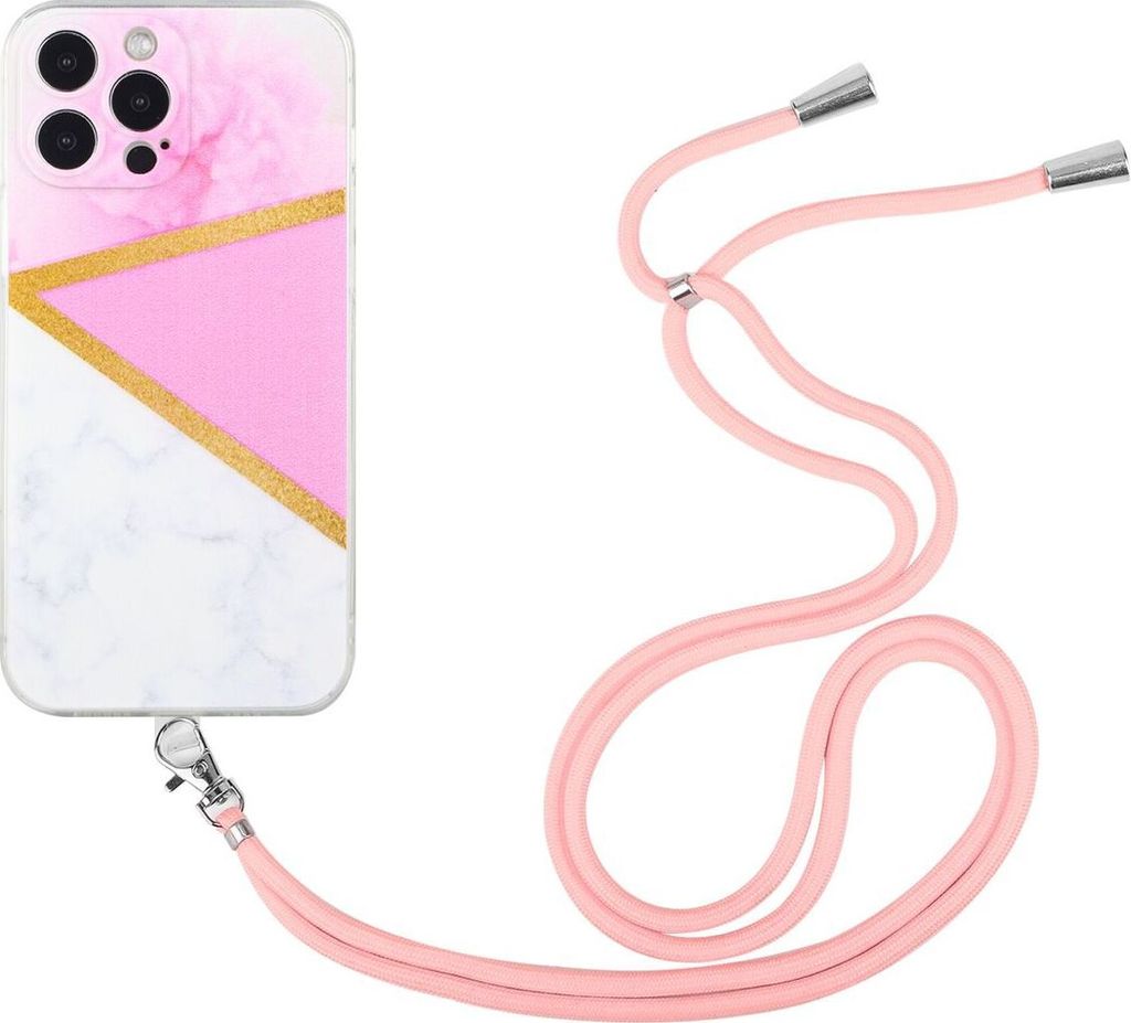 König Design Hülle kompatibel mit Apple iPhone 12 Pro Max Kunststoff Handykette Cover - Case Handyhülle Rosa Marmor