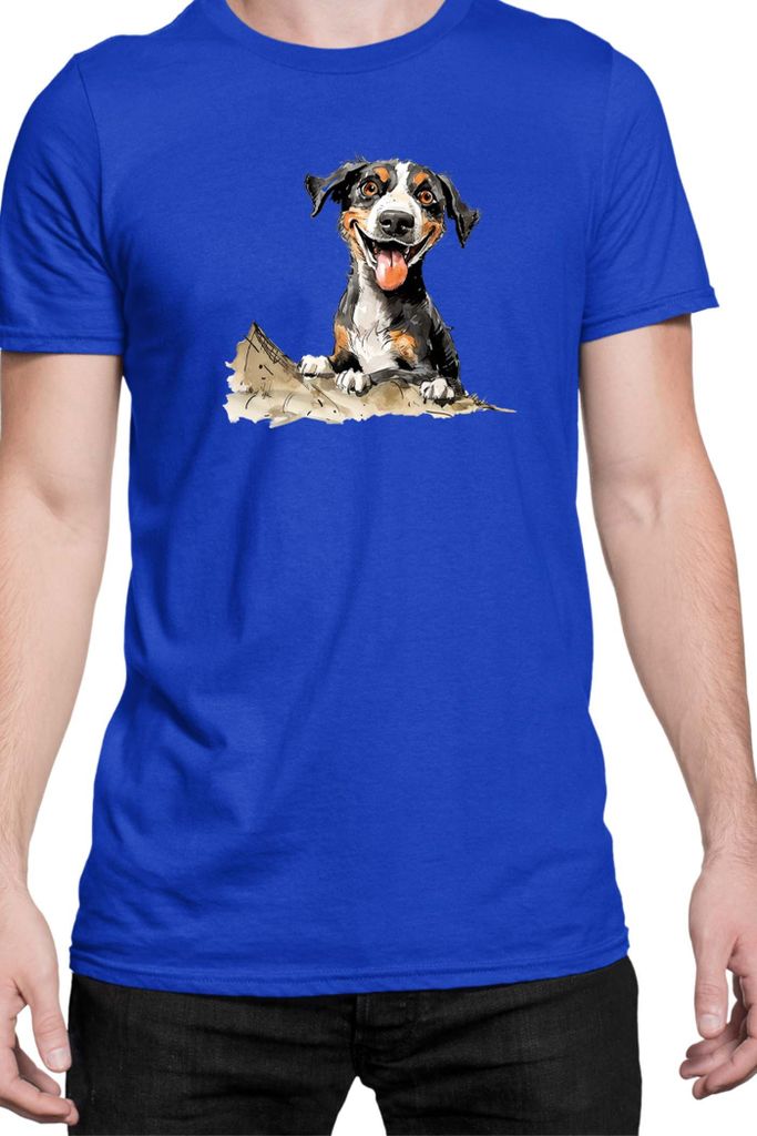 Herren T-Shirt Funny Dogs Breeds Entlebucher Mountain Dog Breed Dog Breed, Man S / Blau