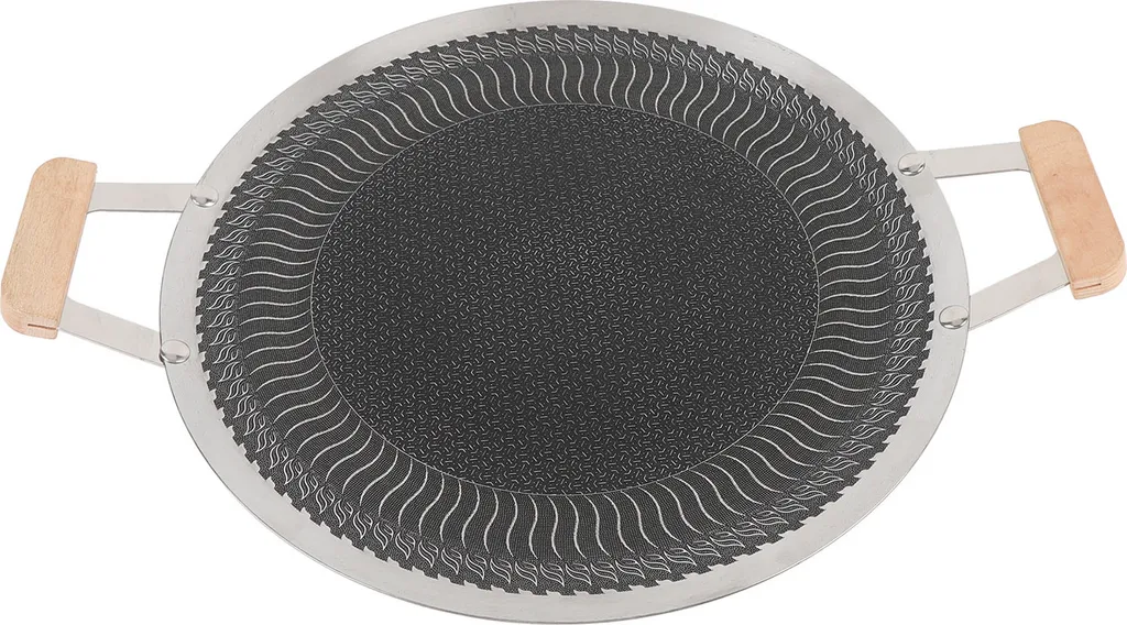 Gril rond coréen inox 34cm plaque de cuisson extérieure multi-usages durable - 5