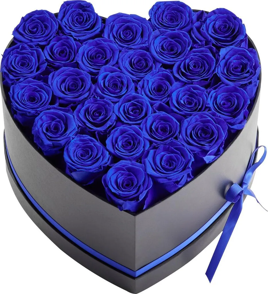 Boîte de Roses Préservées Bleu Royal - Fleurs Éternelles pour Décoration