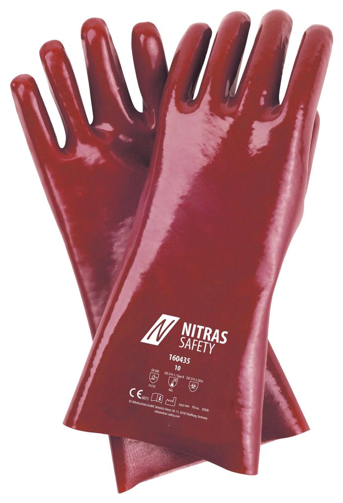 Nitras Chemikalienschutzhandschuhe | rot | PVC | Gr. 10 | Schutzhandschuhe