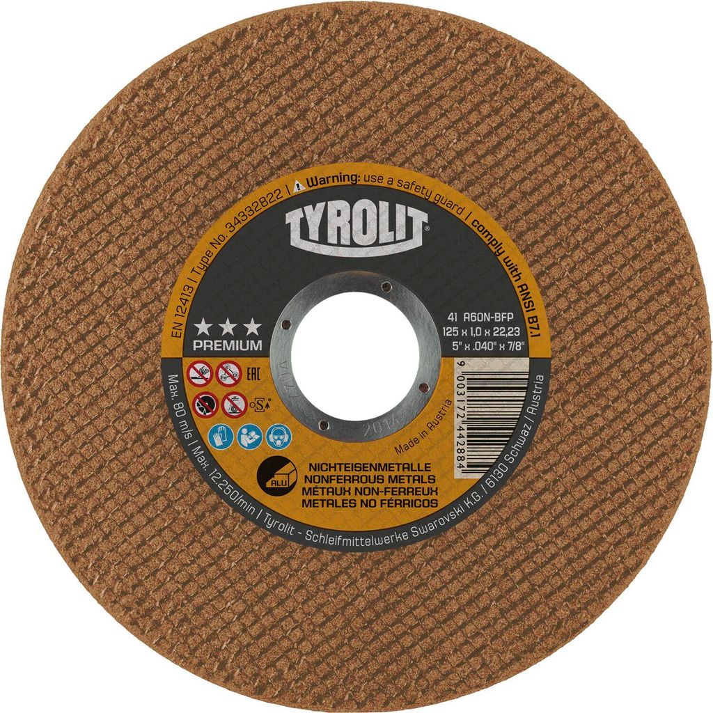 TYROLIT Trennscheibe gerade Premium*** superdünn 115 x 1,0 x 22,23 mm Alu Form41