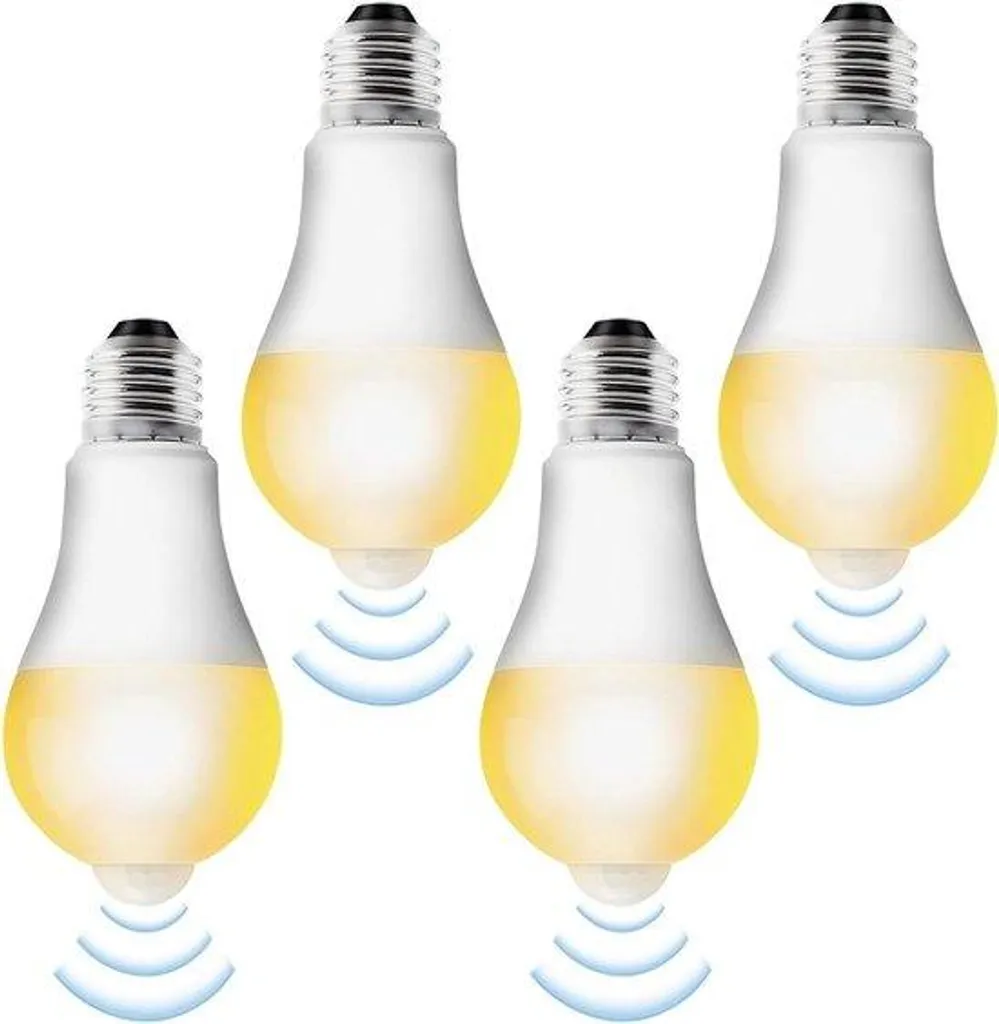 Lot de 4 ampoules LED E27 à détecteur de mouvement PIR 15W 3000K