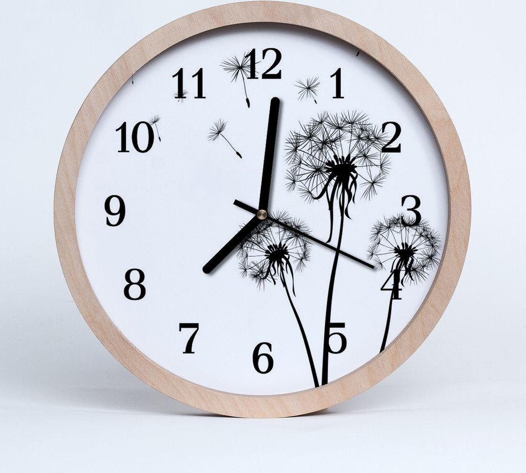 Holzuhr 20fi cm wanduhr - Löwenzahn-Blumen