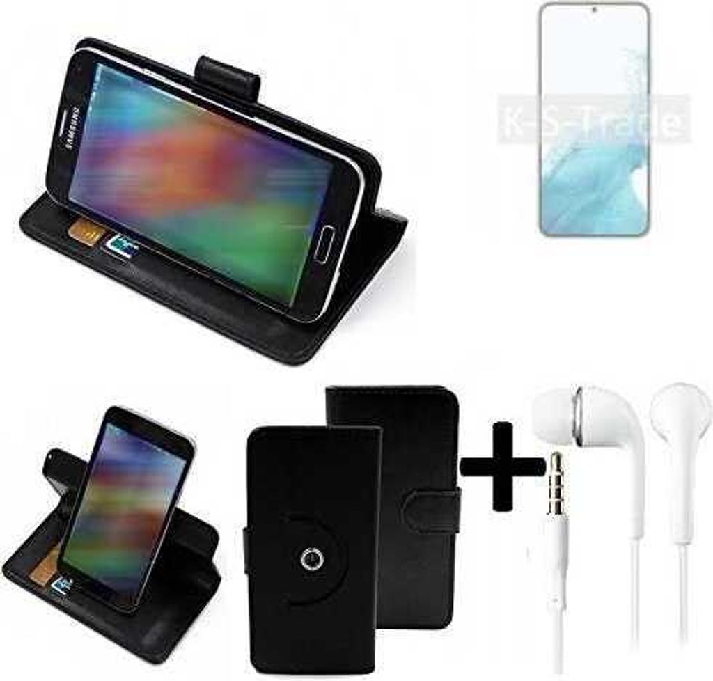 K-S-Trade Handy Hülle Schutz Hülle + Kopfhörer kompatibel mit Samsung Galaxy S22+ Exynos Handyhülle Flipcase Smartphone Cover Handy Schutz Tasche