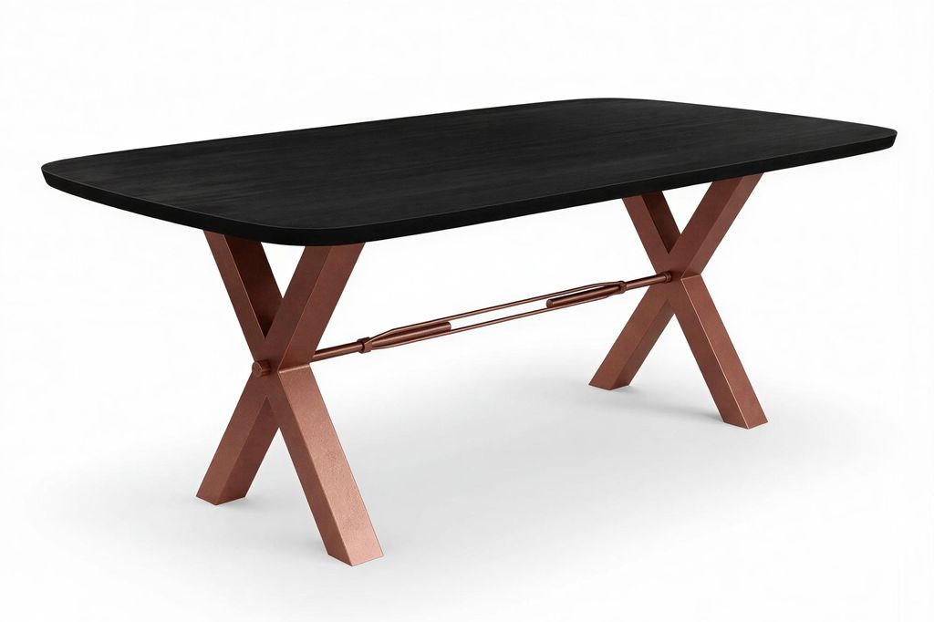 SIT Möbel Esstisch 180x90 cm | 30 mm Platte Mango schwarz | X-Stahlgestell antikbraun | B 180 x T 90 x H 76 cm | 16146-00 | Serie TABLES & CO