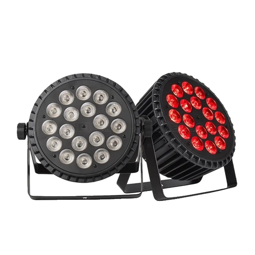 Lampe de lavage LED Par RGBWAUV 18x12W, projecteur plat alu, pack de 2