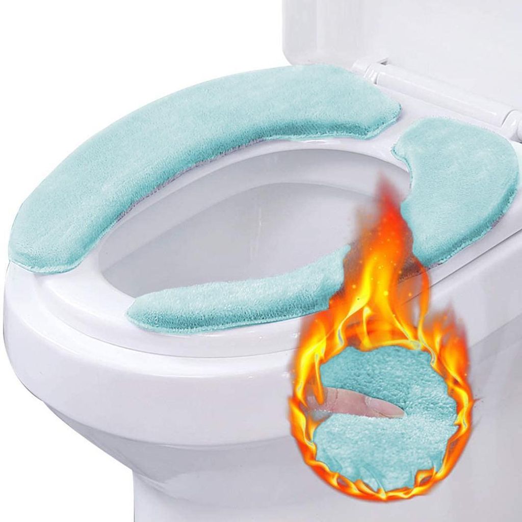 Paar Toilettensitzkissen, gepolsterte, dicke, warme, weiche, flauschige, runde, längliche, waschbare Einweg-Toilettenmatte