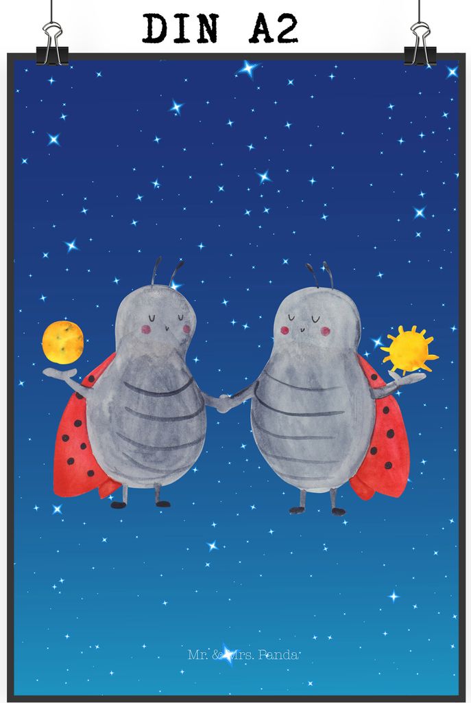 Mr. & Mrs. Panda Bild Sternzeichen Zwilling DIN A2 - Produktbild 