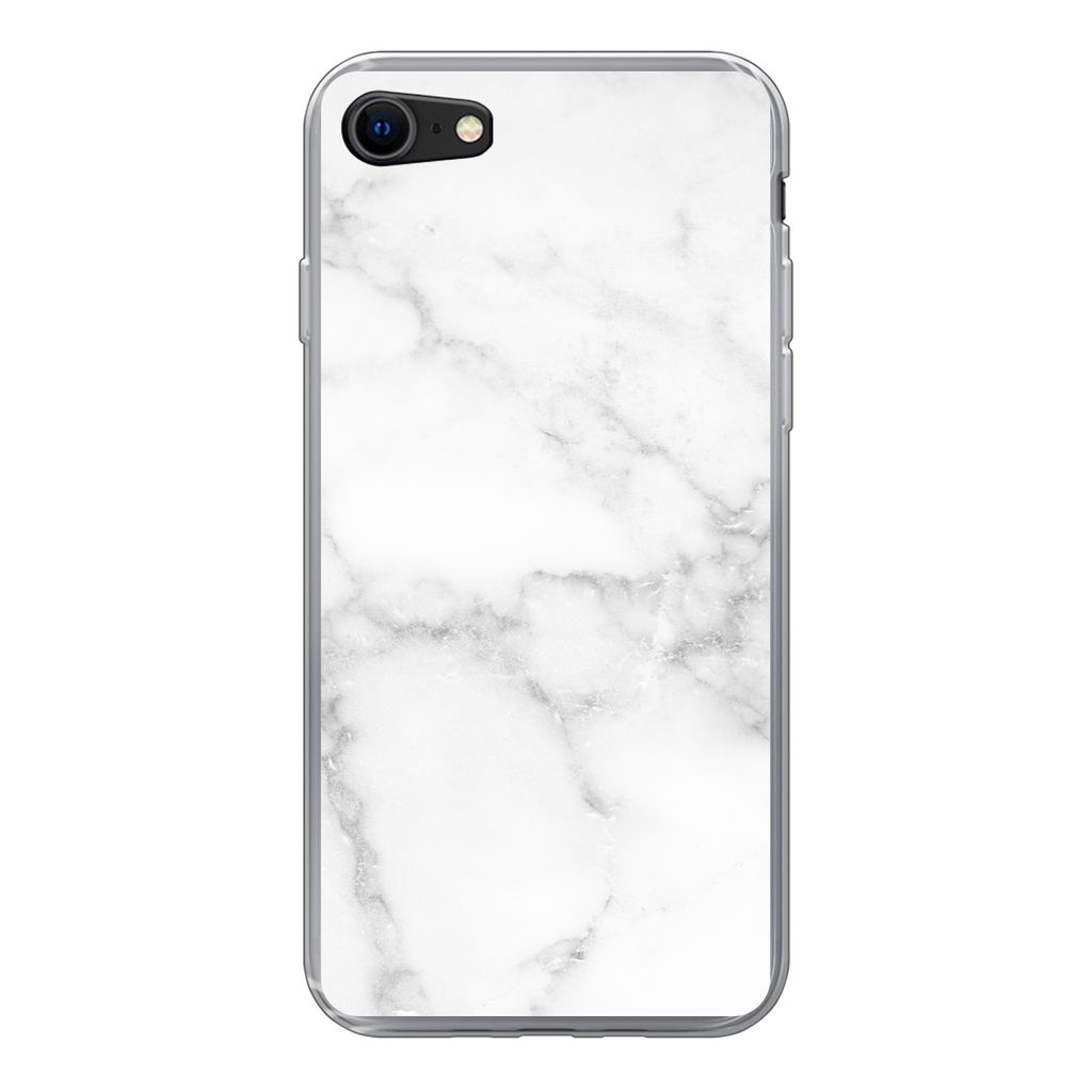 MuchoWow Handyhülle Schutzhülle Hülle für iPhone SE 2020 Marmor - Weiß - Grau - Luxus - Marmoroptik - Stein Silikon Softcase Handy Hülle - ...
