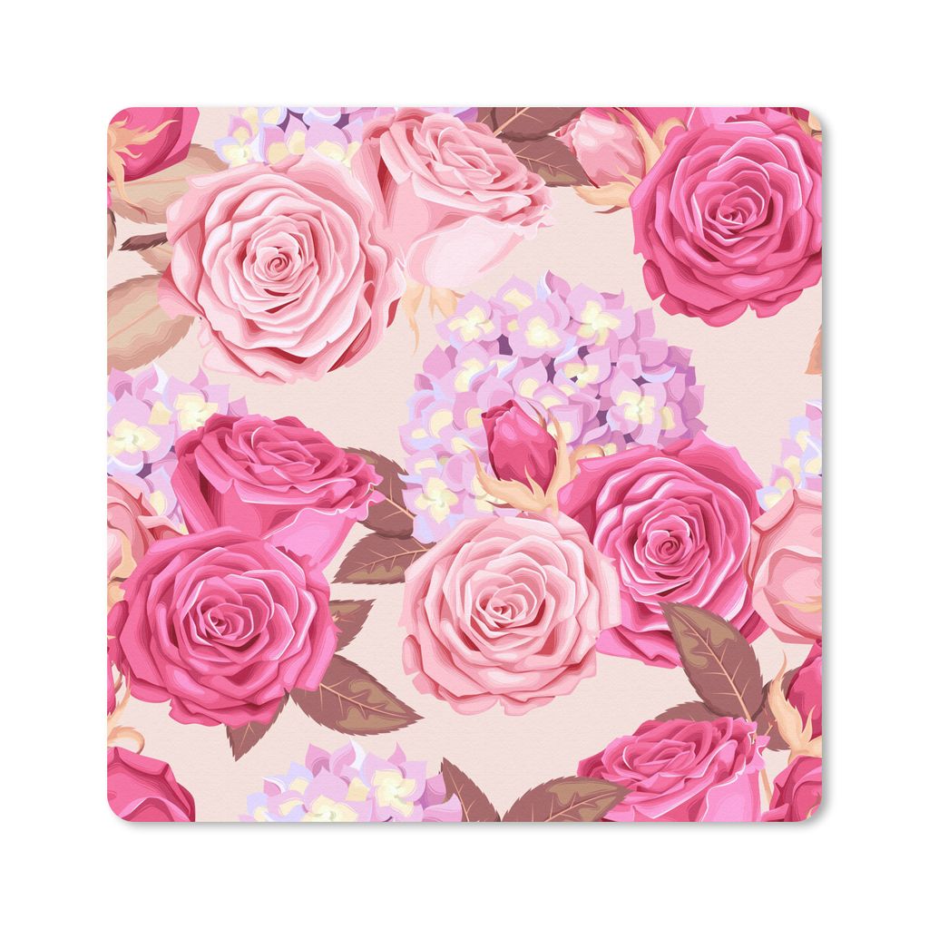 MuchoWow Mauspad Mousepad Blumen - Rosen - Rosa 30x30 cm - Mousepads - Maus Mat - Pad - Mausunterlage - Gaming
