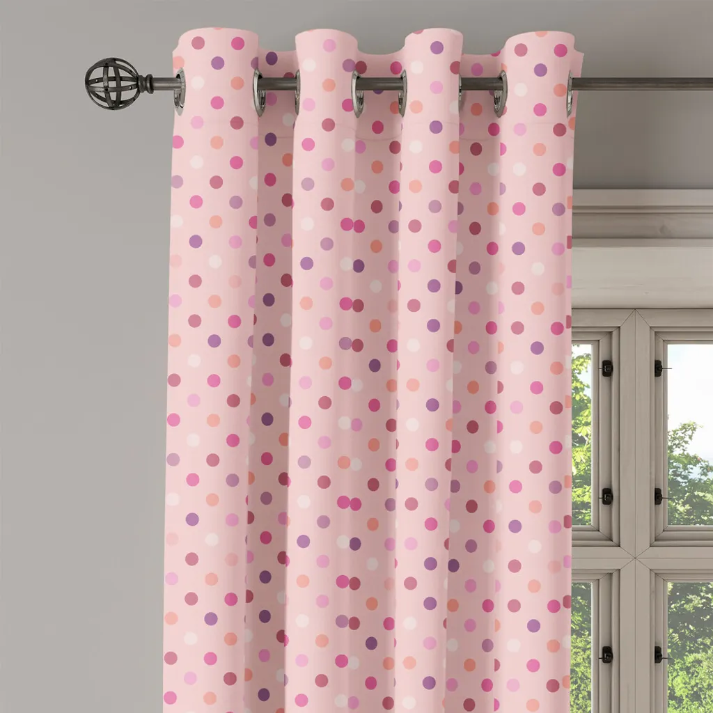 Rideau à œillets imprimé vintage intense lavable en machine rose - 3
