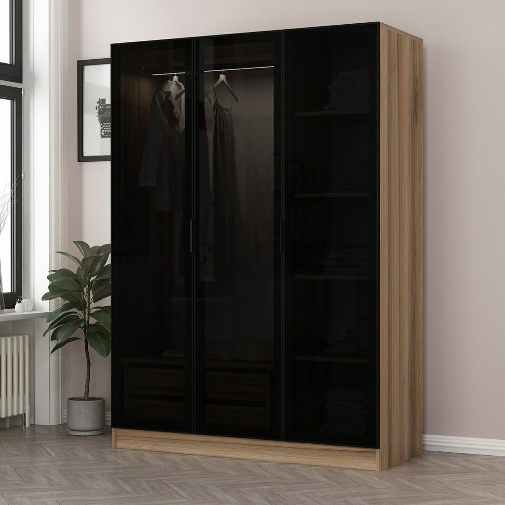 Skye Decor, Kale Dark Grey - 2285, Kleiderschrank, Dunkelgrau, 100 % MELAMINBESCHICHTETE SPANPLATTEN, 135 x 52 x 210 cm