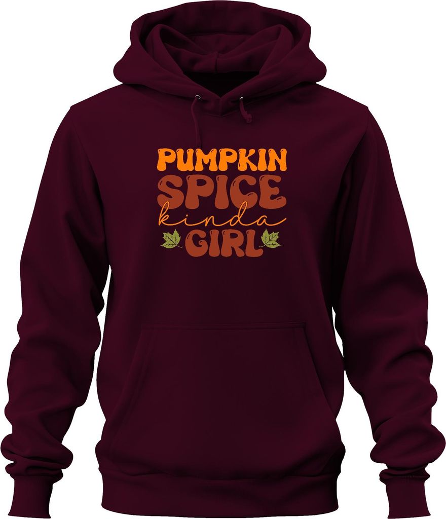 Pumpkin Spice Kinda Girl Kürbisgewürz Herbst Kürbisliebe Blätter Uni Hoodie Kapuzenpullover, Burgundy, S