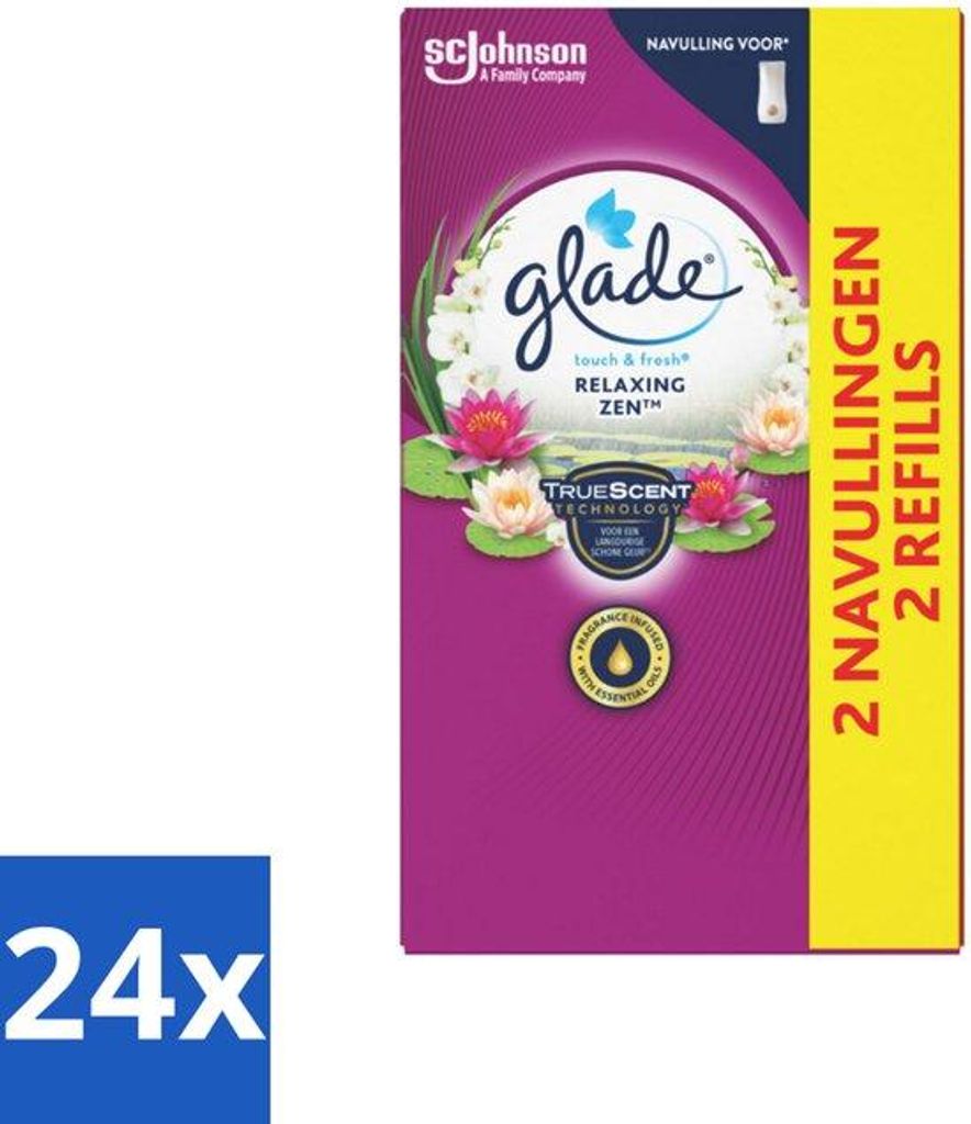 Glade Touch & Fresh Navulling - Entspannende Zen - 10 ml - Mehrfachpackung - 24 Stück