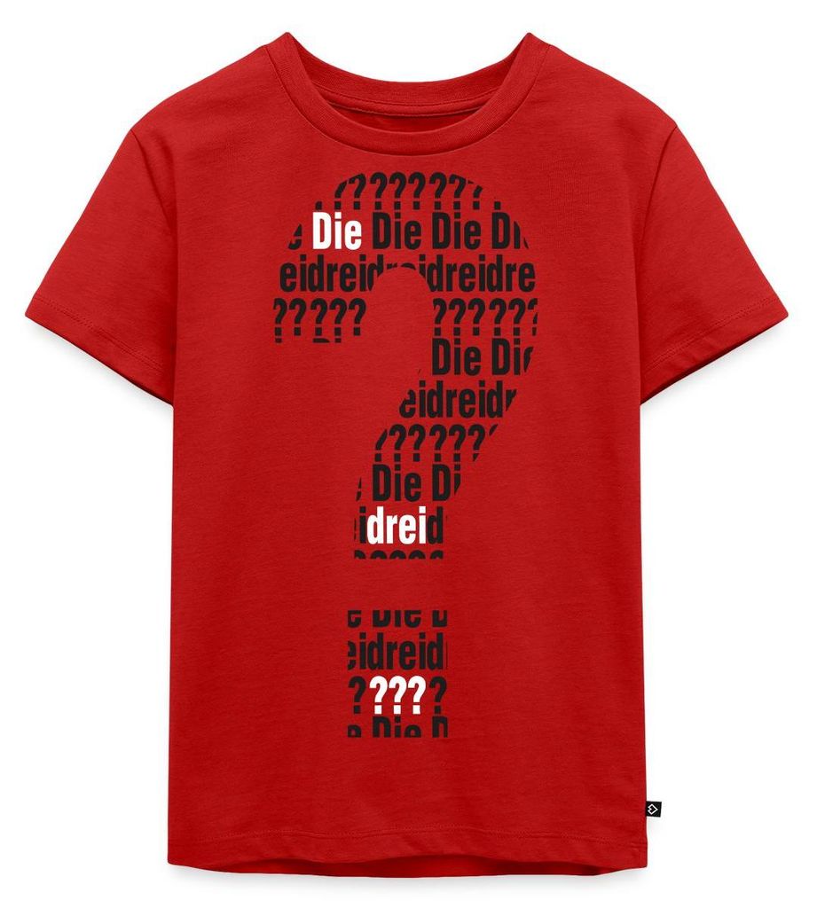 Spreadshirt Die Drei Fragezeichen Kids Logo Schwarz Weiß Kinder Premium T-Shirt, 98/104 (2 Jahre), Rot