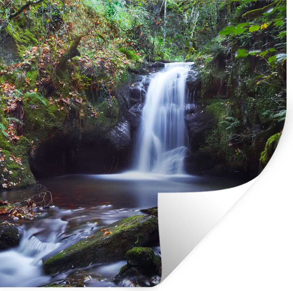 MuchoWow Wandtattoo Wandsticker Wandaufkleber Wasserfall - Natur - Wasser 100x100 cm Selbstklebend und Repositionierbar - Wierderverwendbar - Sel...