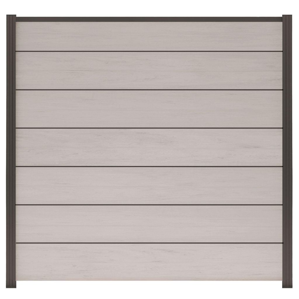 Ligna Gard WPC Zaun XL Mellum ca. 180 x 180 cm Sichtschutz Steckzaun Multicolor-Sand mit Zwischenleisten und Abschlussleiste Anthrazit